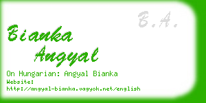 bianka angyal business card